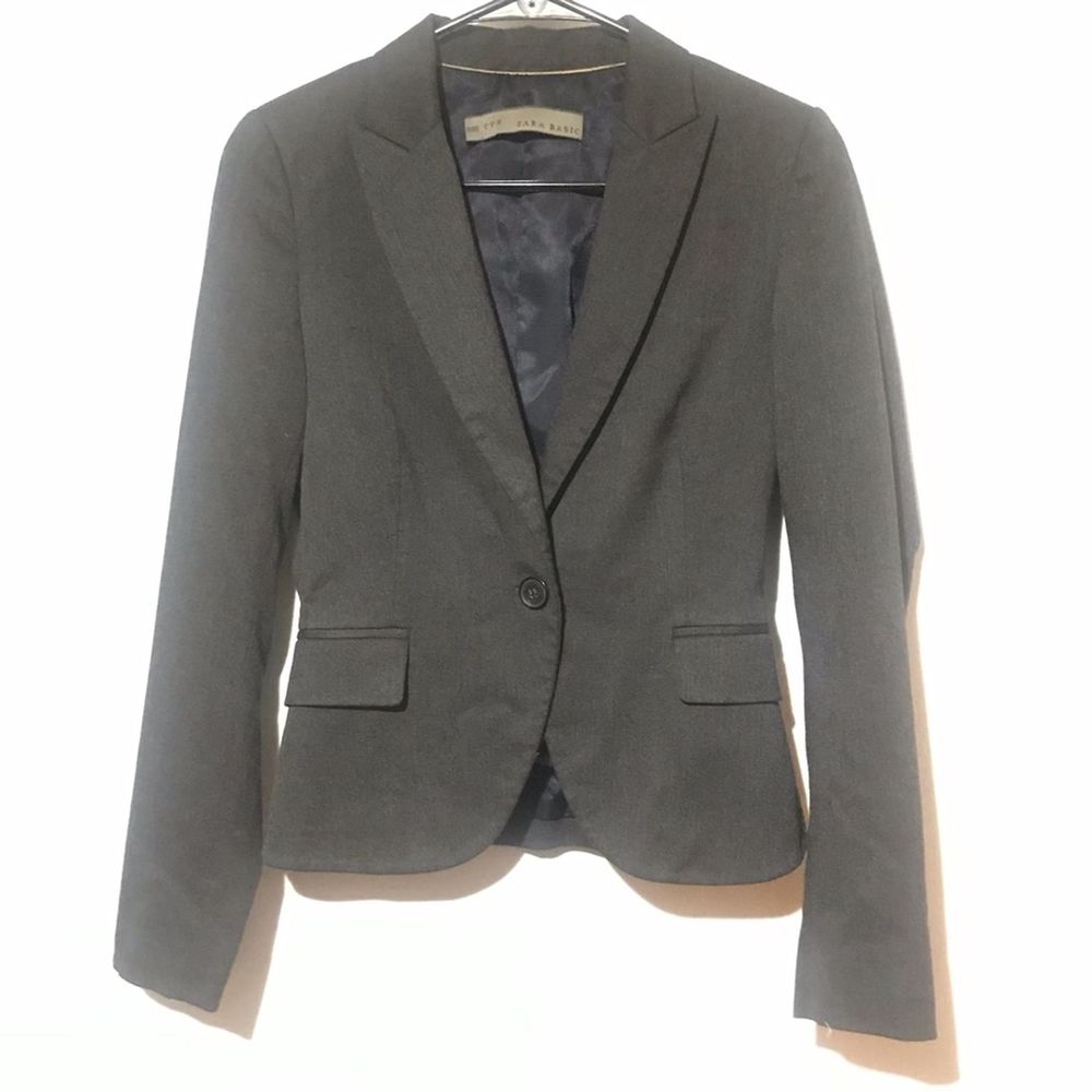 Zara Basic Gray Single Button Blazer Size S
